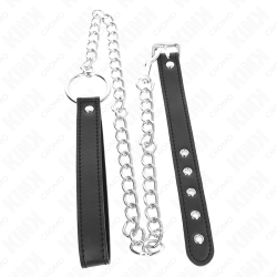 KINK - PENISRING AUS LEDER 21,5 X 2 CM MIT 60 CM METALLKETTE UND LEDERBAND – Produktansicht 3