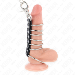KINK - 7 PENISRINGE AUS METALL 3,8 CM BIS 5 CM VERBUNDEN MIT LEDER UND METALLKETTE 100 CM – Produktansicht 2