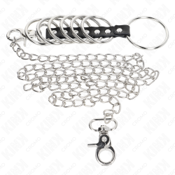 KINK - 7 PENISRINGE AUS METALL 3,8 CM BIS 5 CM VERBUNDEN MIT LEDER UND METALLKETTE 100 CM – Produktansicht 3