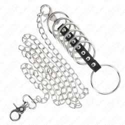 KINK - 7 PENISRINGE AUS METALL 3,8 CM BIS 5 CM VERBUNDEN MIT LEDER UND METALLKETTE 100 CM – Produktansicht 4