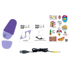 ROMP - KOSTENLOSER X KLITORALSTIMULATOR MIT DECKEL, 10 STUFEN, WIEDERAUFLADBAR, LILA – Produktansicht 11