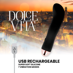 DOLCE VITA - AUFLADBARER VIBRATOR ZWEI SCHWARZ 7 GESCHWINDIGKEITEN – Produktansicht 5