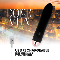 DOLCE VITA - AUFLADBARER VIBRATOR VIER SCHWARZ 7 GESCHWINDIGKEITEN – Produktansicht 4