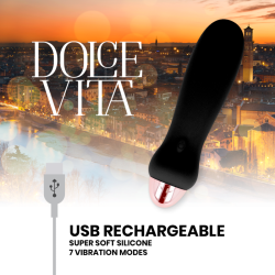 DOLCE VITA - AUFLADBARER VIBRATOR FÜNF SCHWARZ 7 GESCHWINDIGKEITEN – Produktansicht 4