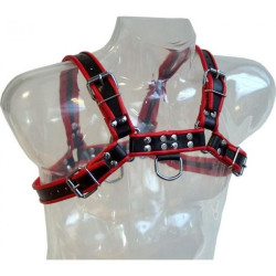 LEATHER BODY - KETTENHARNESS III SCHWARZ/ROT – Produktansicht 2