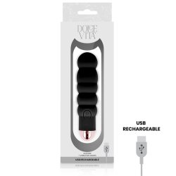 DOLCE VITA - AUFLADBARER VIBRATOR SECHS SCHWARZ 7 GESCHWINDIGKEITEN – Produktansicht 3
