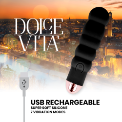 DOLCE VITA - AUFLADBARER VIBRATOR SECHS SCHWARZ 7 GESCHWINDIGKEITEN – Produktansicht 4