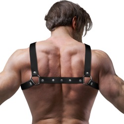 FETISH SUBMISSIVE ATTITUDE - VERSTELLBARER BULLDOG-BRUSTHARNESS AUS ÖKOLEDER FÜR HERREN – Produktansicht 3