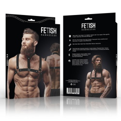 FETISH SUBMISSIVE ATTITUDE - VERSTELLBARER BRUSTHARNESS AUS ÖKOLEDER MIT HALSKETTE FÜR MNNER – Produktansicht 2