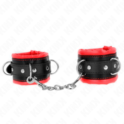 KINK - SCHWERE HANDGELENKSFESSELN MIT ROTEM PELZFUTTER, VERSTELLBAR 20-30 CM X 6 CM – Produktansicht 2