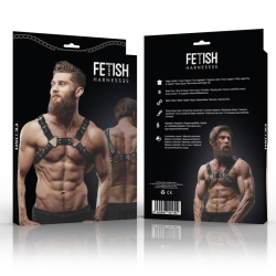 FETISH SUBMISSIVE ATTITUDE - VERSTELLBARER BRUST-BULLDOG-HARNESS AUS ÖKOLEDER FÜR HERREN – Produktansicht 2