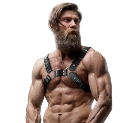 FETISH SUBMISSIVE ATTITUDE - VERSTELLBARER BRUST-BULLDOG-HARNESS AUS ÖKOLEDER FÜR HERREN – Produktansicht 4