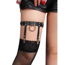 SUBBLIME - 953744 VERSTELLBARES PUNK-STRUMPFHOSE AUS LEDER SCHWARZ EINE GRÖSSE – Produktansicht 2