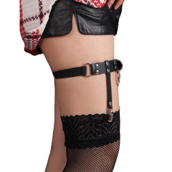 SUBBLIME - 953744 VERSTELLBARES PUNK-STRUMPFHOSE AUS LEDER SCHWARZ EINE GRÖSSE – Produktansicht 3