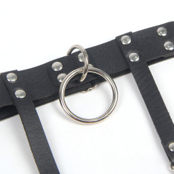 SUBBLIME - 953744 VERSTELLBARES PUNK-STRUMPFHOSE AUS LEDER SCHWARZ EINE GRÖSSE – Produktansicht 7