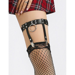 SUBBLIME - 953744 VERSTELLBARES PUNK-STRUMPFHOSE AUS LEDER SCHWARZ EINE GRÖSSE – Produktansicht 10