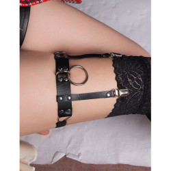 SUBBLIME - 953744 VERSTELLBARES PUNK-STRUMPFHOSE AUS LEDER SCHWARZ EINE GRÖSSE – Produktansicht 11