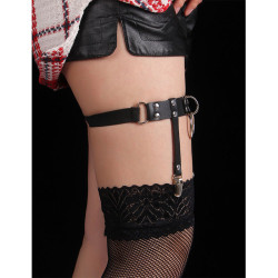 SUBBLIME - 953744 VERSTELLBARES PUNK-STRUMPFHOSE AUS LEDER SCHWARZ EINE GRÖSSE – Produktansicht 12