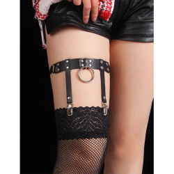 SUBBLIME - 953744 VERSTELLBARES PUNK-STRUMPFHOSE AUS LEDER SCHWARZ EINE GRÖSSE – Produktansicht 14