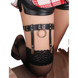SUBBLIME - 953744 VERSTELLBARES PUNK-STRUMPFHOSE AUS LEDER SCHWARZ EINE GRÖSSE – Produktansicht 18