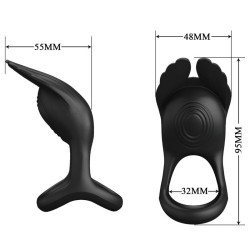 PRETTY LOVE - SILAS VIBRANT PENIS RING 7 VIBRATIONEN SCHWARZES SILIKON – Produktansicht 6