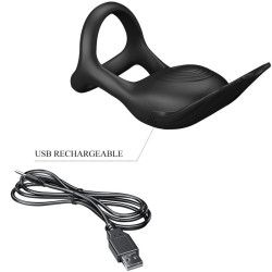 PRETTY LOVE - SILAS VIBRANT PENIS RING 7 VIBRATIONEN SCHWARZES SILIKON – Produktansicht 8