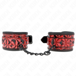 KINK - HANDGELENKFESSELN MIT RAUTENMUSTER, DUNKELROT, VERSTELLBAR 17-26 CM X 5,5 CM – Produktansicht 2