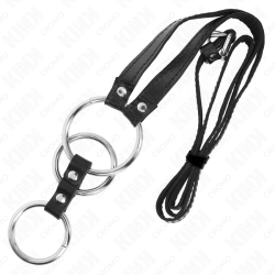 KINK - DREIFACH METALL PENISRING 3,8 CM BIS 5 CM MIT LEDERGURTE 112 CM – Produktansicht 4