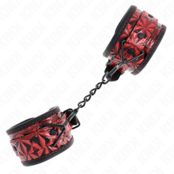 KINK - HANDGELENKFESSELN MIT RAUTENMUSTER, DUNKELROT, VERSTELLBAR 17-26 CM X 5,5 CM – Produktansicht 3