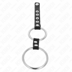 KINK - DOPPELTER PENISRING AUS METALL 3,8 CM BIS 5 CM MIT LEDER VERBUNDEN – Produktansicht 3