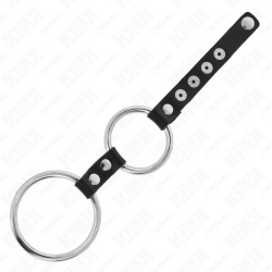 KINK - DOPPELTER PENISRING AUS METALL 3,8 CM BIS 5 CM MIT LEDER VERBUNDEN – Produktansicht 4