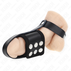 KINK - PENISKÄFIGRING AUS LEDER MIT VERSTELLBAREM BESCHICHTETEM HOCKENTRENNERGURT – Produktansicht 2