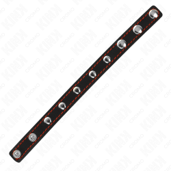 KINK - PENISRING AUS LEDER MIT DRUCKVERSCHLUSS ROT FUTTER 21 X 1,5 CM – Produktansicht 4