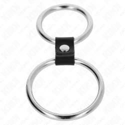 KINK - DOPPELTER PENISRING AUS METALL 3,7 CM BIS 5 CM VERBUNDEN DURCH LEDERBAND MODELL 1 – Produktansicht 3