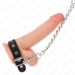 KINK - PENISRING AUS LEDER MIT RIEMEN 21,5 X 2 CM UND METALLKETTE 60 CM – Produktansicht 2
