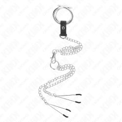 KINK - DREIFACH CHROM METALL PENISRING 3 CM BIS 4,5 CM MIT 26 CM METALLKETTE UND BRUSTKLAMMERN – D-241267 – Produktansicht 3