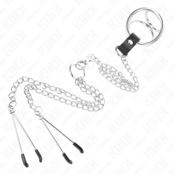 KINK - DREIFACH CHROM METALL PENISRING 3 CM BIS 4,5 CM MIT 26 CM METALLKETTE UND BRUSTKLAMMERN – D-241267 – Produktansicht 4