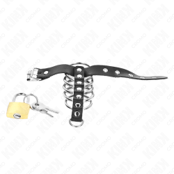 KINK - PENISRING AUS LEDER MIT VERSCHLUSSBAND 21 X 2 CM UND 5 METALLRINGEN VON 3 CM BIS 4 CM – Produktansicht 5