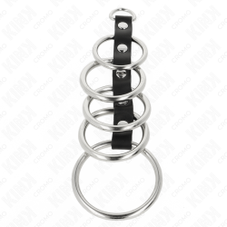 KINK - 5 METALL PENISRINGE 3,2 CM BIS 5 CM DURCH LEDER VERBUNDEN – Produktansicht 3