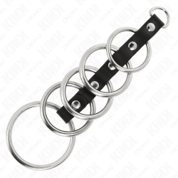 KINK - 5 METALL PENISRINGE 3,2 CM BIS 5 CM DURCH LEDER VERBUNDEN – Produktansicht 4