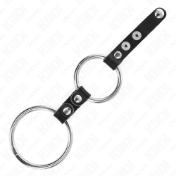 KINK - DOPPELTER PENISRING 3,8 CM BIS 5 CM DURCH LEDER VERBUNDEN – Produktansicht 3