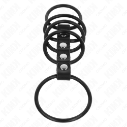 KINK - 5 PENISRINGE AUS SILIKON 3,8 CM BIS 4,8 CM DURCH LEDER VERBUNDEN – Produktansicht 4