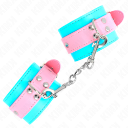 KINK - SÜßE HANDGELENKFESSELN BLAU/ROSA VERSTELLBAR 16-28 CM X 5 CM – Produktansicht 3