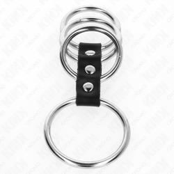 KINK - 4 METALL PENISRINGE 3,7 CM BIS 5 CM DURCH LEDER VERBUNDEN – Produktansicht 3