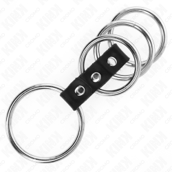 KINK - 4 METALL PENISRINGE 3,7 CM BIS 5 CM DURCH LEDER VERBUNDEN – Produktansicht 4