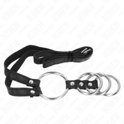 KINK - 4 VERBUNDENE PENISRINGE AUS METALL 3,8 CM BIS 5 CM MIT LEDERGURTE 112 CM – Produktansicht 4