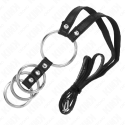 KINK - 4 VERBUNDENE PENISRINGE AUS METALL 3,8 CM BIS 5 CM MIT LEDERGURTE 112 CM – Produktansicht 5