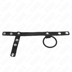 KINK - PENISRING AUS SILIKON 3,8 CM MIT HOHEM TEILER UND LEDERBAND 22 X 1,5 CM – Produktansicht 3