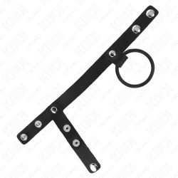 KINK - PENISRING AUS SILIKON 3,8 CM MIT HOHEM TEILER UND LEDERBAND 22 X 1,5 CM – Produktansicht 4