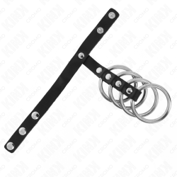 KINK - 4 METALL PENISRINGE 3,8 CM VERBUNDEN MIT LEDERBAND 22 X 1,5 CM UND DRUCKVERSCHLUSS – Produktansicht 4